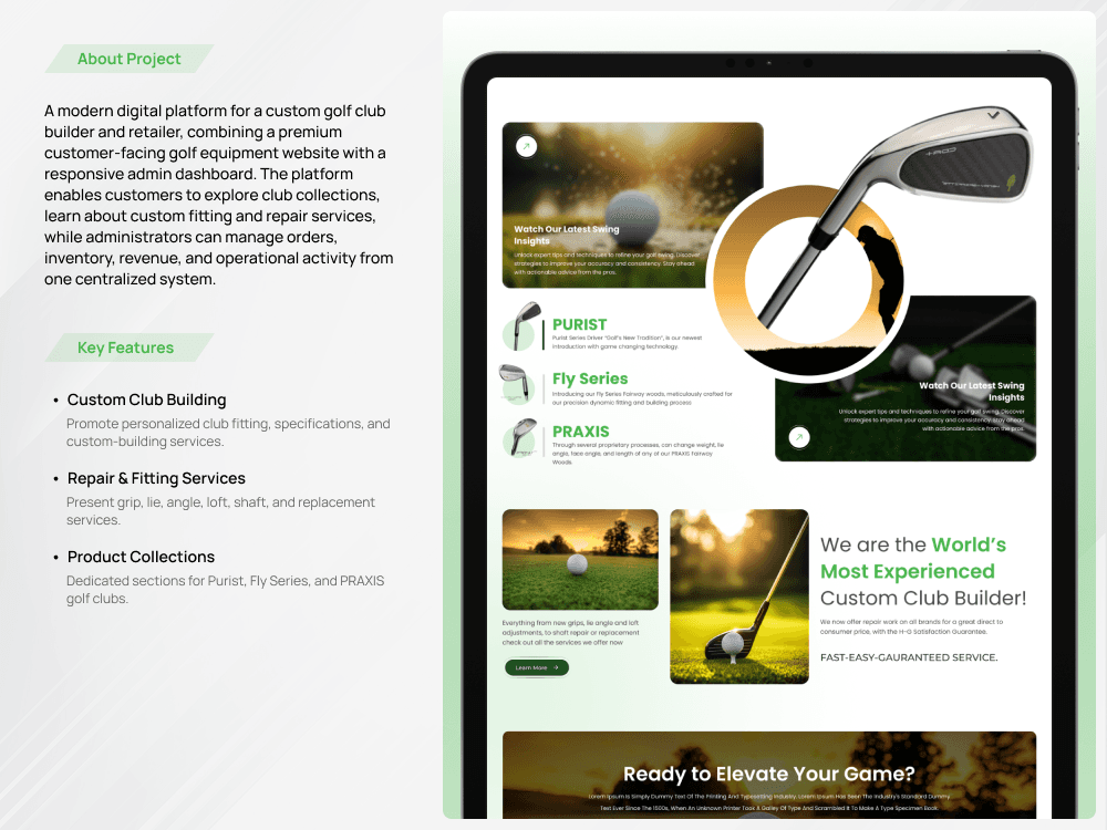Golf Club E-Commerce & Management Platform — screen 2 of 3