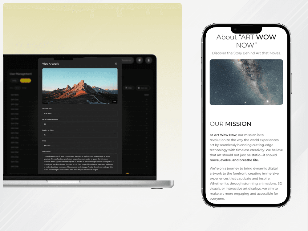 Digital Art & Moving Experiences Platform — screen 3 of 3