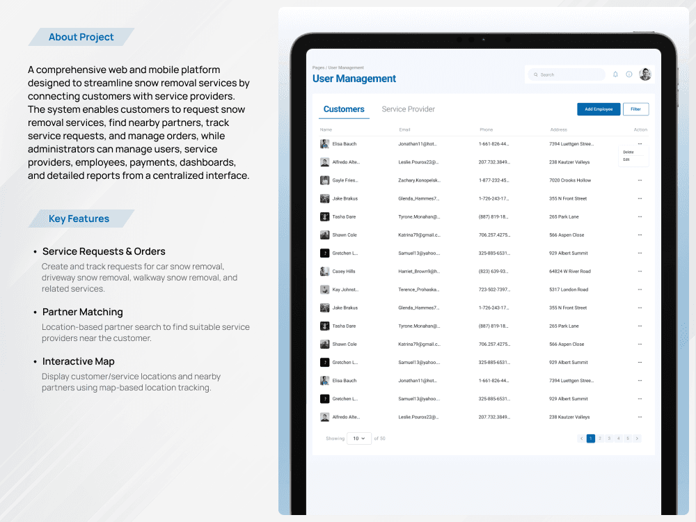 Smart Snow Removal Services Management Platform — screen 2 of 3
